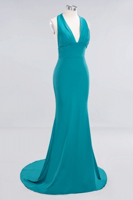 Elegant Mermaid Halter Evening Dress Simple Sleeveless Floor Length Party Gown_6