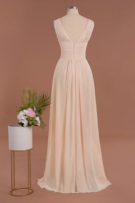 Elegant V-Neck Ruffles Simple Formal Dresses | A-Line Sleeveless Chiffon Evening Dresses_2