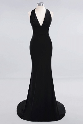 Elegant Mermaid Halter Evening Dress Simple Sleeveless Floor Length Party Gown_25