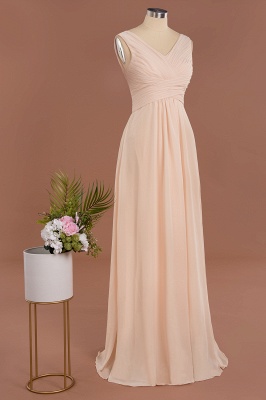 Elegant V-Neck Ruffles Simple Formal Dresses | A-Line Sleeveless Chiffon Evening Dresses_4