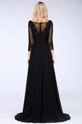 Black 3/4 Sleeves Beads A-Line Appliques Bridesmaid Dresses Tulle Party Dress_2