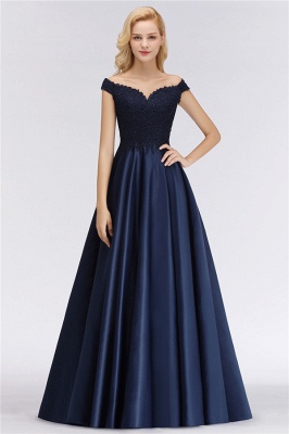 Elegant Off-the-Shoulder Ruffles Beads Prom Dresses | A-Line Sleeveless Evening Dresses_2
