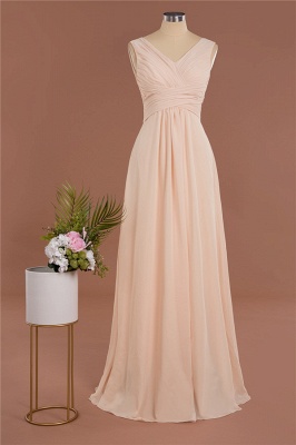 Elegant V-Neck Ruffles Simple Formal Dresses | A-Line Sleeveless Chiffon Evening Dresses_1