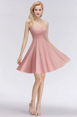 Short Pink Sweetheart Simple Bridesmaid Dresses Sleeveless Homecoming Dress_4