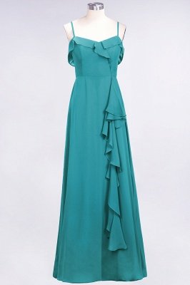 Elegante espagueti Aline Ruffle Vestidos de baile simples Vestido de columpio de noche azul real_31