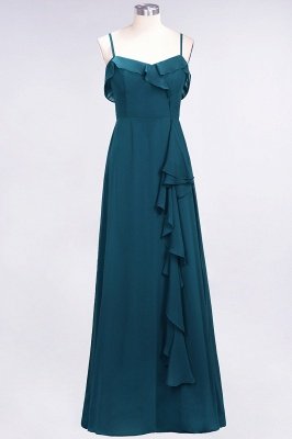 Elegante espagueti Aline Ruffle Vestidos de baile simples Vestido de columpio de noche azul real_26