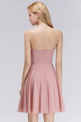 Short Pink Sweetheart Simple Bridesmaid Dresses Sleeveless Homecoming Dress_2