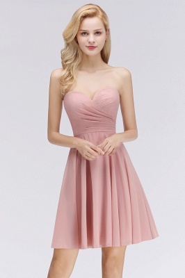 Short Pink Sweetheart Simple Bridesmaid Dresses Sleeveless Homecoming Dress_1
