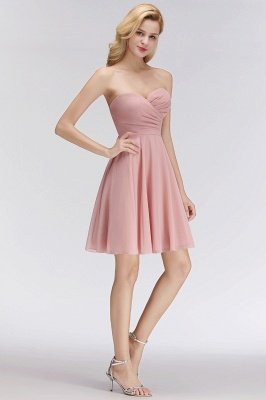 Short Pink Sweetheart Simple Bridesmaid Dresses Sleeveless Homecoming Dress_5