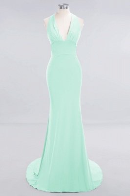Elegant Mermaid Halter Evening Dress Simple Sleeveless Floor Length Party Gown_2