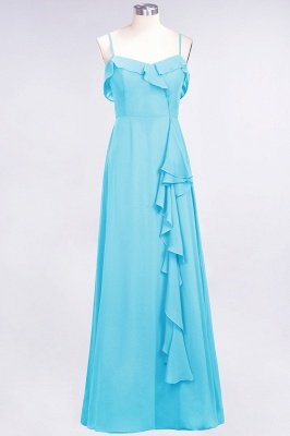 Elegante espagueti Aline Ruffle Vestidos de baile simples Vestido de columpio de noche azul real_23