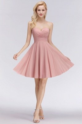Short Pink Sweetheart Simple Bridesmaid Dresses Sleeveless Homecoming Dress_3