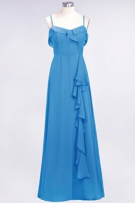Elegante espagueti Aline Ruffle Vestidos de baile simples Vestido de columpio de noche azul real_24