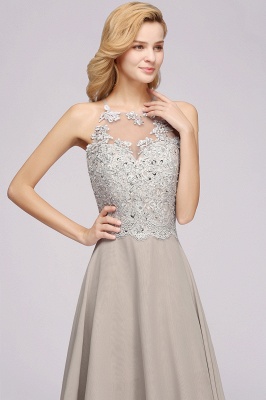 Stylish Floral Appliques Sleeveless Evening Party Gown Aline Silver Chiffon Long Bridesmaid Dress_7