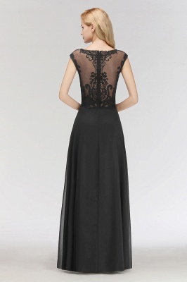 Elegant Jewel Sleeveless floor-Length A-line Lace Black Bridesmaid Dress_2