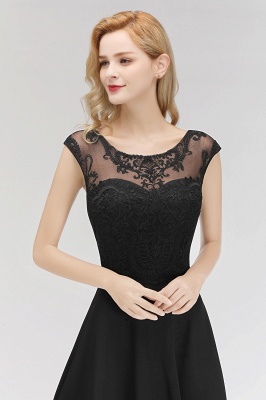 Elegant Jewel Sleeveless floor-Length A-line Lace Black Bridesmaid Dress_5