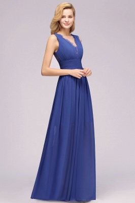 Elegant Chiffon Lace Jewel Sleeveless Floor-Length A-Line Ruffles Bridesmaid Dress_6