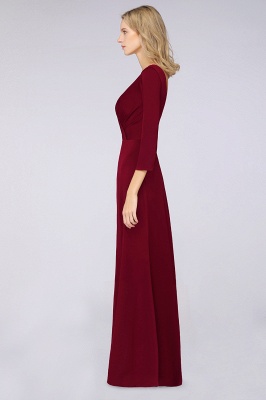 V-Neck Long-Sleeves Side-Slit Floor-Length Bridesmaid Dress with Ruffles_6