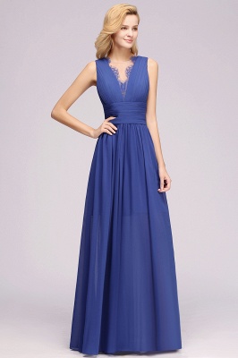 Elegant Chiffon Lace Jewel Sleeveless Floor-Length A-Line Ruffles Bridesmaid Dress_4