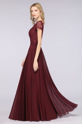 Stylish A-Line V-Neck Cap-Sleeves Floor-Length Bridesmaid Dress_5