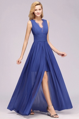 Elegant Chiffon Lace Jewel Sleeveless Floor-Length A-Line Ruffles Bridesmaid Dress_5
