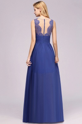Elegant Chiffon Lace Jewel Sleeveless Floor-Length A-Line Ruffles Bridesmaid Dress_3