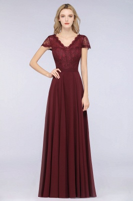 Stylish A-Line V-Neck Cap-Sleeves Floor-Length Bridesmaid Dress_1