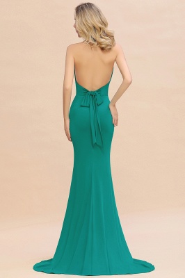 Elegant Mermaid Halter Evening Dress Simple Sleeveless Floor Length Party Gown_32
