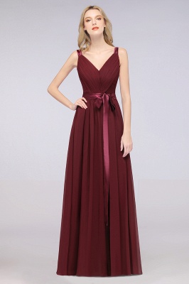 Elegant V-Neck Strap Backless Ruffles Chiffon Floor-Length Bridesmaid Dress_2