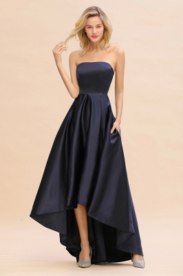 Charming Strapless Satin Navy Hi-Lo Eveing Party Gowns Party Dress_4