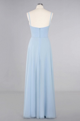 Elegant Front Split Bridesmaid Dress Garden Spaghetti Straps V-neck Floor Length Dress_11