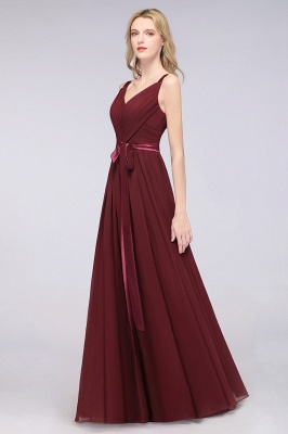 Elegant V-Neck Strap Backless Ruffles Chiffon Floor-Length Bridesmaid Dress_9
