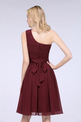 One-Shoulder Sleeveless Knee-Length Bridesmaid Dress with Ruffles Formal Party Dress_6