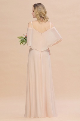 Simple Spaghetti Straps Tiered Bridesmaid Dresses | Side Slit A-Line Sleeveless Evening Maxi Dresses_2