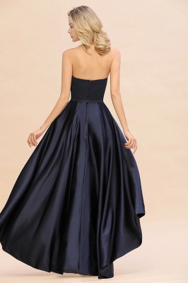 Charming Strapless Satin Navy Hi-Lo Eveing Party Gowns Party Dress_3