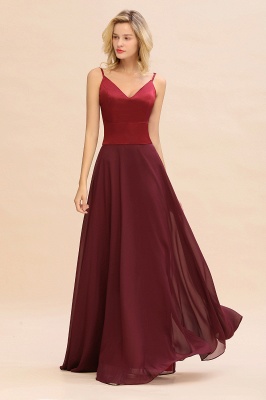 Cross Backless  Floor Length Satin Evening Gowns Burgundy Bridesmaid Dress_4