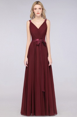 Elegant V-Neck Strap Backless Ruffles Chiffon Floor-Length Bridesmaid Dress_4