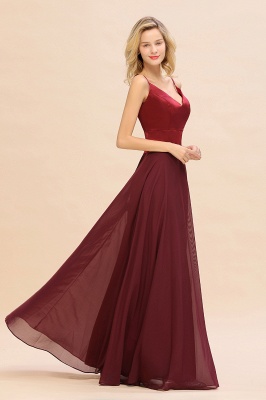 Cross Backless  Floor Length Satin Evening Gowns Burgundy Bridesmaid Dress_8