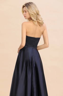 Charming Strapless Satin Navy Hi-Lo Eveing Party Gowns Party Dress_9