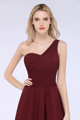 One-Shoulder Sweetheart Knee-Length Bridesmaid Dress Ruffles aline Party Dress_42