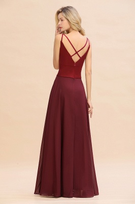 Cross Backless  Floor Length Satin Evening Gowns Burgundy Bridesmaid Dress_3