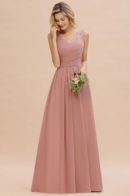 Elegant V-Neck A-line Evening Maxi Dress Bridesmaid Dress Sleeveless Styles_7