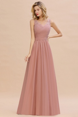 Elegant V-Neck A-line Evening Maxi Dress Bridesmaid Dress Sleeveless Styles_5