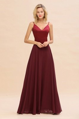 Cross Backless  Floor Length Satin Evening Gowns Burgundy Bridesmaid Dress_1