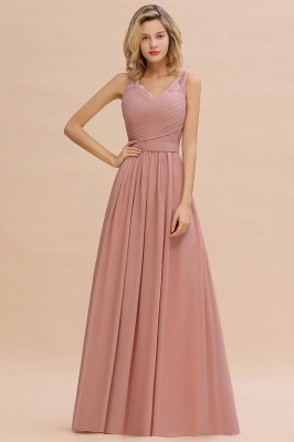 Elegant V-Neck A-line Evening Maxi Dress Bridesmaid Dress Sleeveless Styles_2