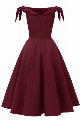 Off the Shoulder Burgundy Knee Length Party Dress Daily Casual Dress_24