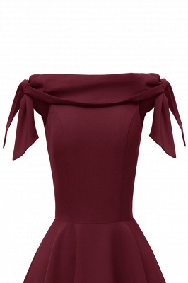 Off the Shoulder Burgundy Knee Length Party Dress Daily Casual Dress_25