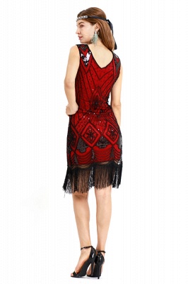 Women Vintage Lace Fringed 1920s Evening Party Dress Sleeveless Embellished Dress_13