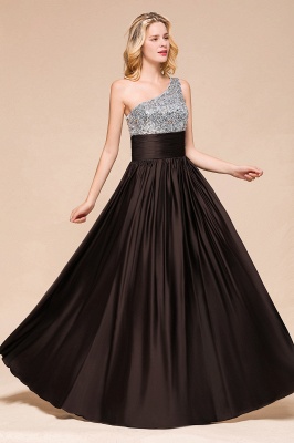 Sparkly Sequin Bridesmaid Dress One Shoulder Maxi Evening Dress Wedding party Dress_5