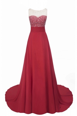 Sweetheart Sleeveless Evening Gown Floor Length with Sweep Train_10